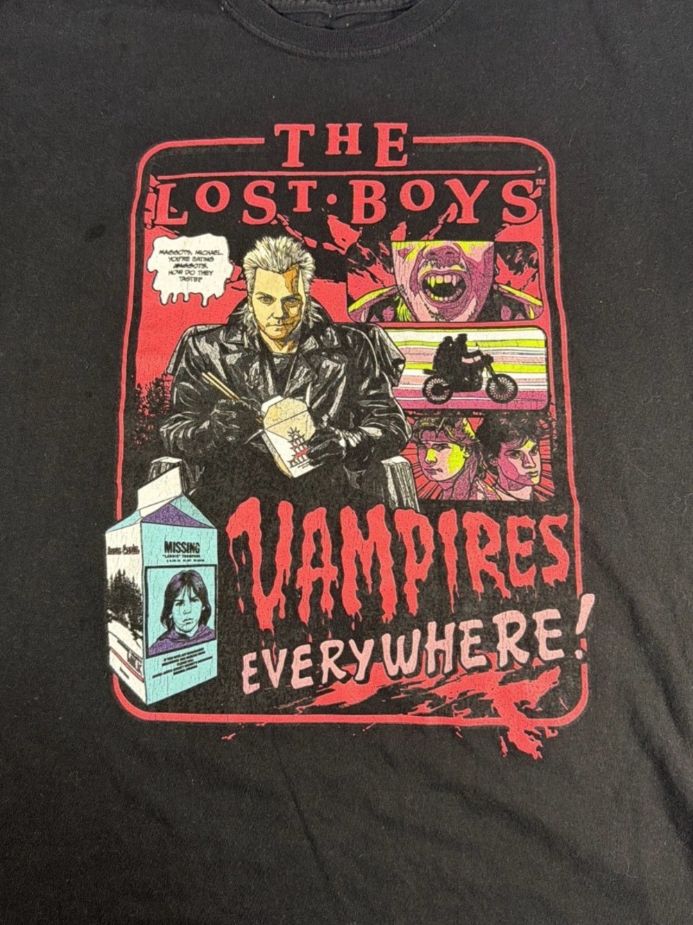 The Lost Boys Comic Book Art Men's Black T-Shirt Crew Neck Size XL
